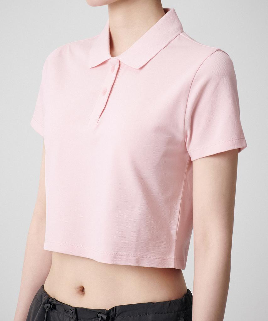 MUSINSA STANDARD WOMAN [Cooltandard] Women'S Crop Pique Polo Shirt [Pink]