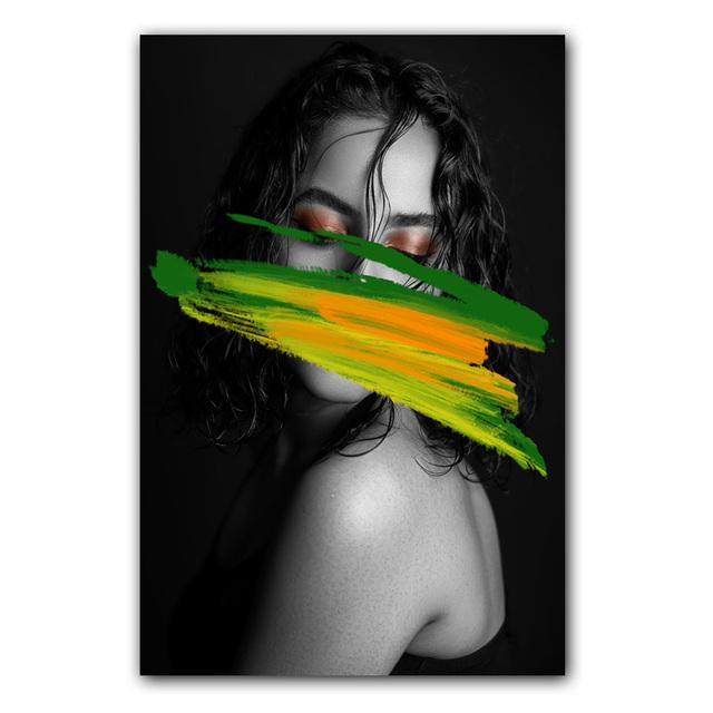 Modern Fashion Girl Graffiti Wall Art Poster Black White Watercolor Canvas Painting Nordic Wall Pictures Living Room Home Decor No Frame