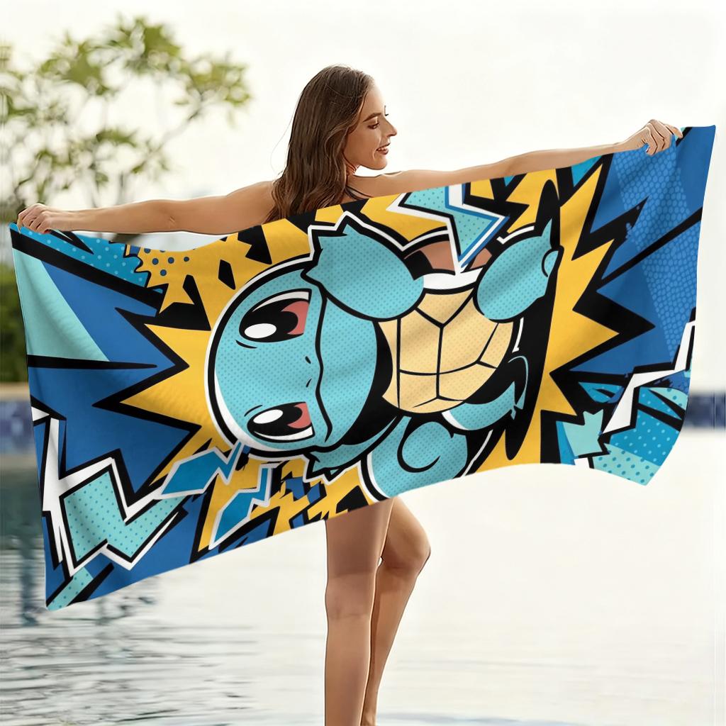 P-Pokémon Squirtle Beach Towel Quick-drying Small To Large Suitable for Beach Pool Yoga Gym Home Cute Gift for Friend Family
