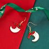 Cute Santa Claus Shape Drop Earrings Gold Tone Hook Red White Colored Design Christmas Jewelry Gift for Women Holiday Party