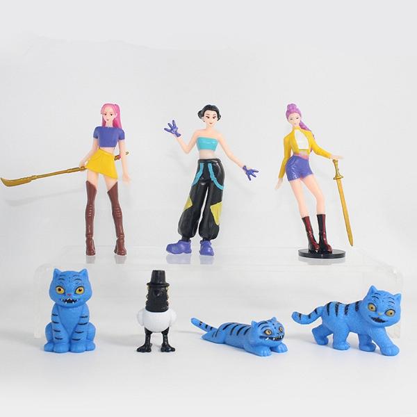 Pcs/Set Anime Kpop Demon Hunters Action Figures Standing Posture Figurine Cute Tigers Crows Model Collection Kid Gift Toy PVC 7 Poseable Articulated