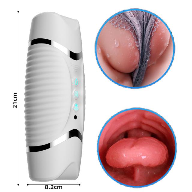 Male Masturbation Electric Automatic Vibrator Voice Heating Vagina Puss Blowjob for Adult 18 Men Penis Trainer