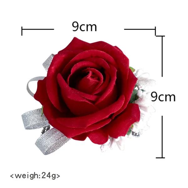 6pcs White Pink Corsage and Boutonniere Set Artificial Rose Wristlet Suit Flower for Men Wedding Party Prom Decoration