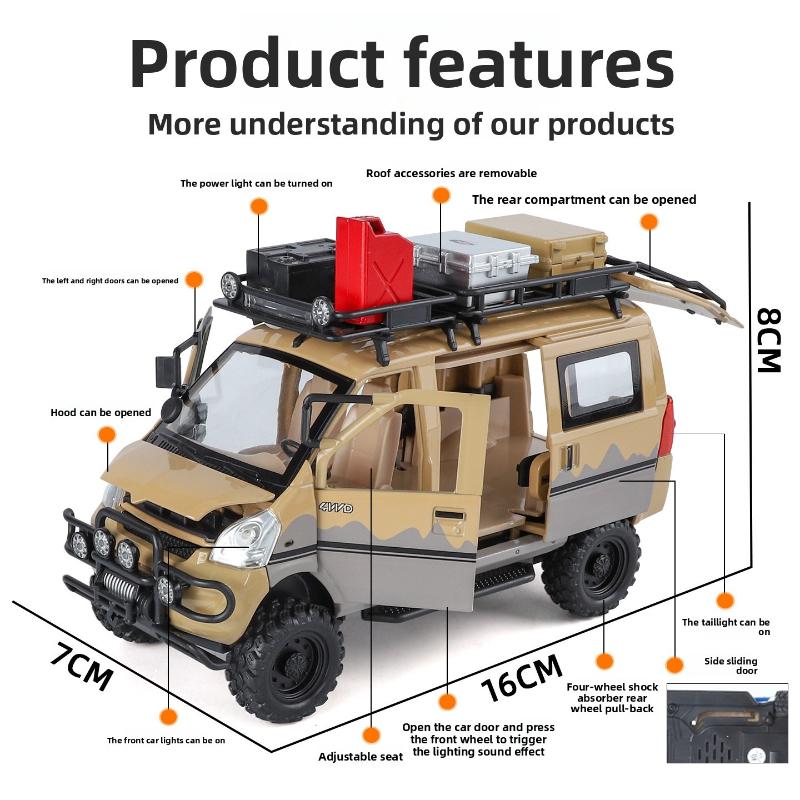 Simulation 1/24 Scale Off Road Vehicle Model of Van Diecast Toy Vehicle Children Boy Gift Birthday Colelction Miniature Voiture