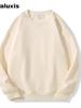 New Fall/Winter Crew Neck Sweatshirt Women's Long Sleeve White Solid Loose Casual Crop Top for Girls Autumn Fashion