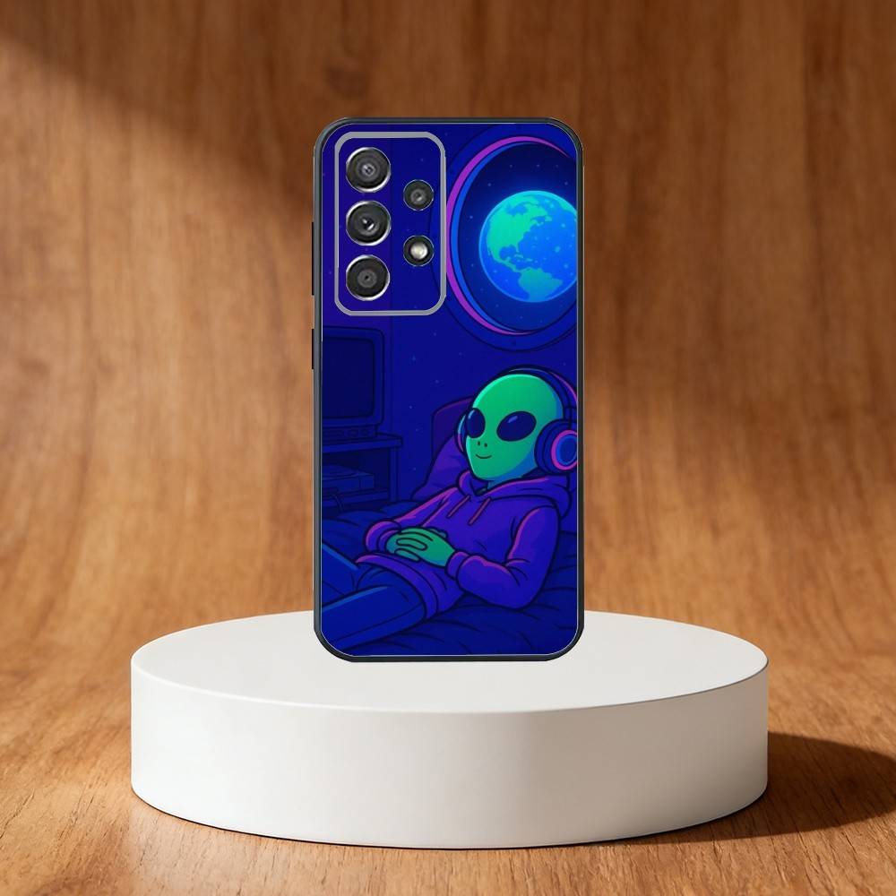 Funny Space U-UFO Alien Thing Phone Case For Samsung S25,S24,S21,S22,S23,S30,Ultra,S20,Plus,Fe,Note,10,9,5G Black Cover