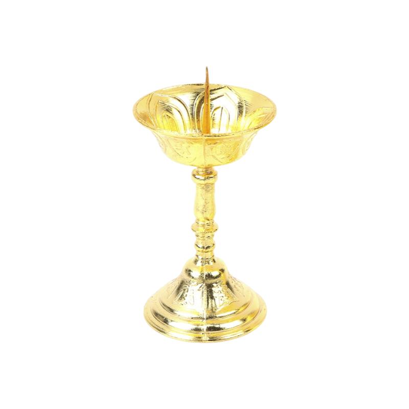 

1 шт., металлический подсвечник в стиле лотоса, ретро-подсвечники для ежедневной молитвы, канделябры Будды, масляный держатель лампы, буддийский золотистый