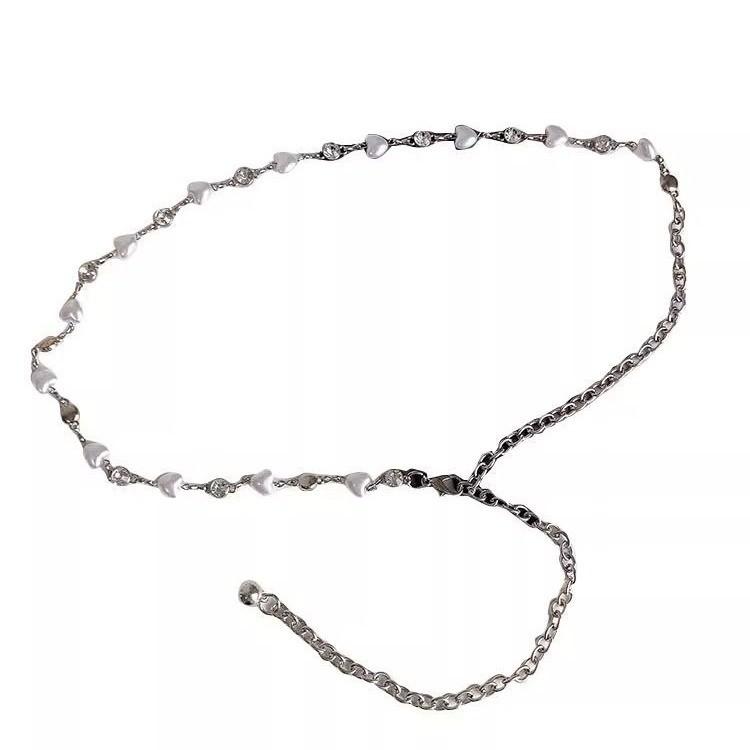 

Женская летняя жемчужная цепочка на талию с дизайном в виде сердца и акцентами из страз для повседневного платья Повседневная одежда