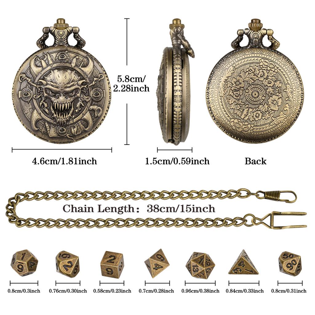 Maxmax Dungeons and Dragons Ttrpg Multi-Sided Pocket Watch Dnd Rpg Board Game Mini Dice