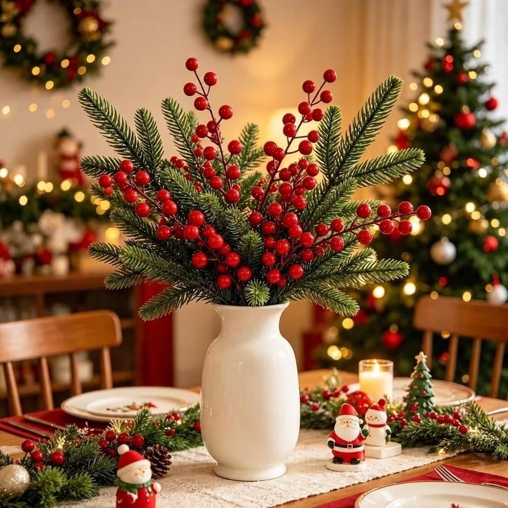Plastic Material Artificial Christmas Picks 15Pcs Pinecone Embellishments  DIY Christmas Decoration