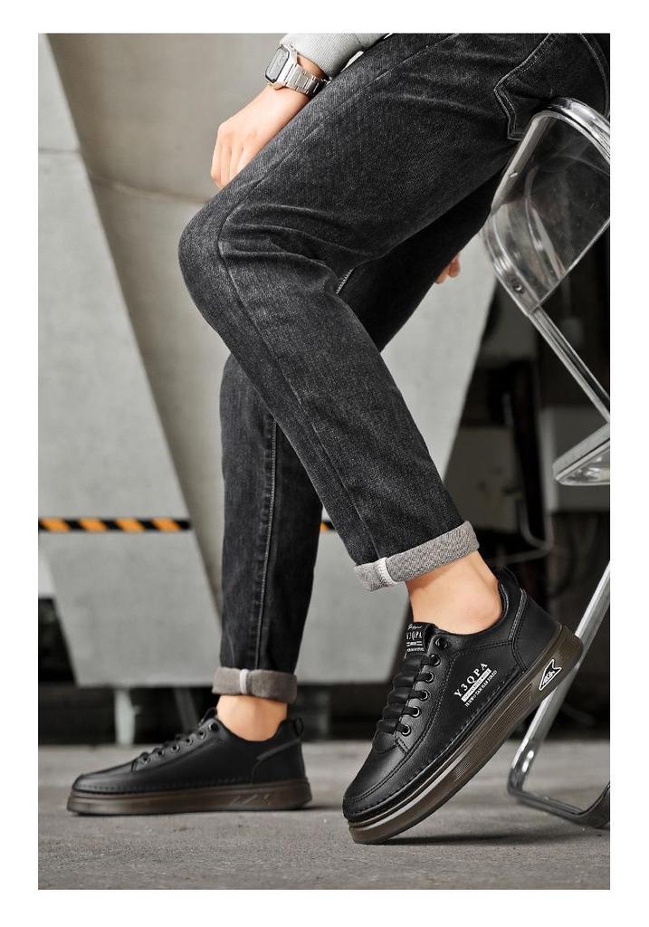 Men's Summer White Leather Slip-On Casual Breathable Shoes