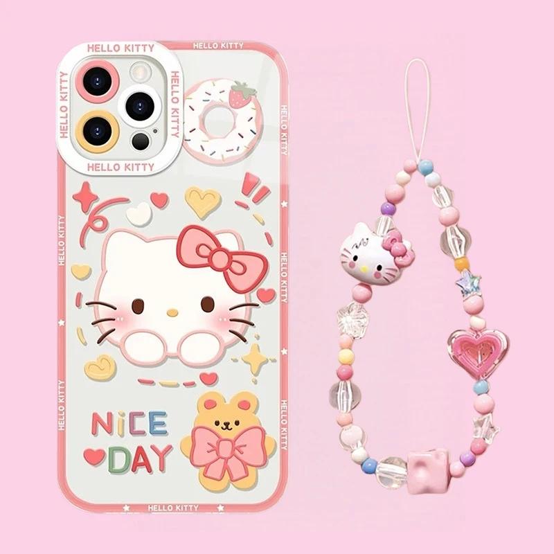 Transparent Hello Kitty Bracelet Casing For OPPO Realme C85 Pro C75 C71 C63 C61 C65 C53 C65 C67 C53 C55 C35 5G INS Phone Case
