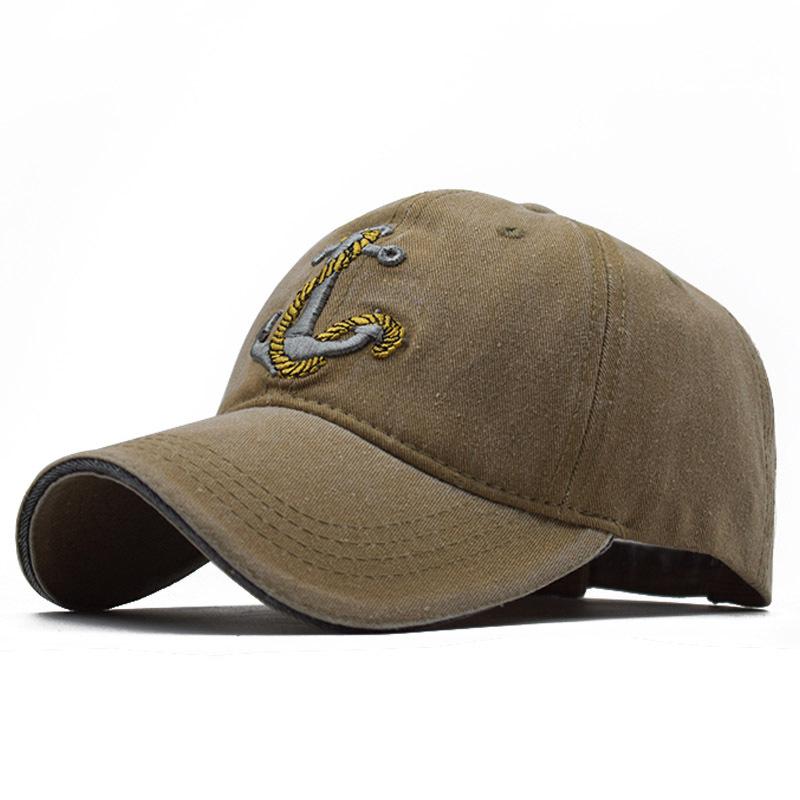 Pirate Anchor Embroidery Washed Retro Baseball Cap Ladies Retro Casual Cap Men'S Outdoor Sunscreen Visor