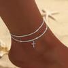 1/2Pcs Shiny Sparkling Simple Silver Color Anklet For Women Simple Elegant Copper Jewelry Female Beach Ankle Bracelet On Foot