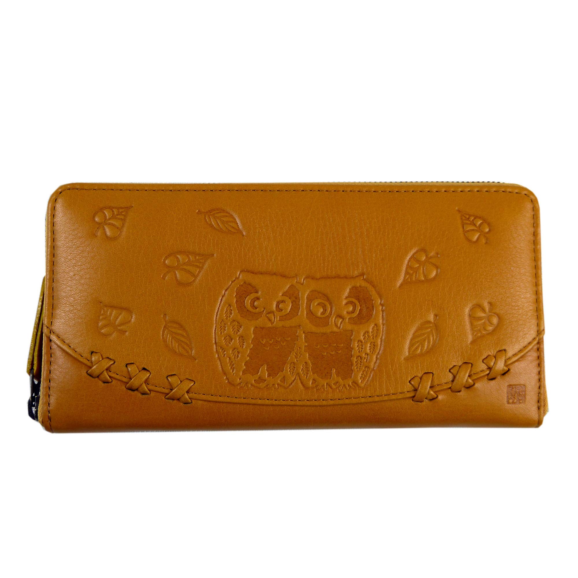 

[Nomura Shuhei] Round zipper long wallet with friendly owls 65603, women s, yellow