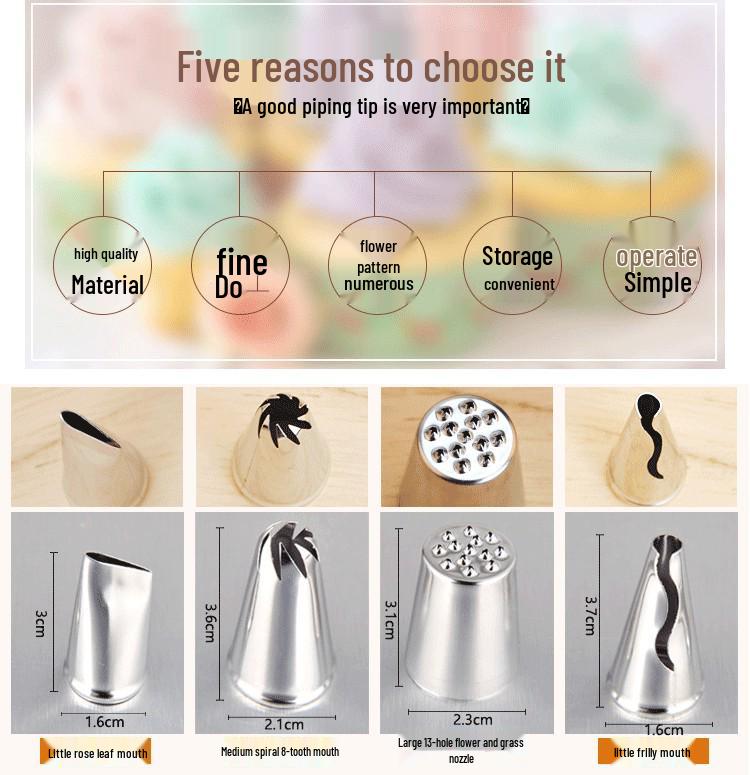 24-Piece Stainless Steel Flower Icing Nozzle Set for DIY Baking