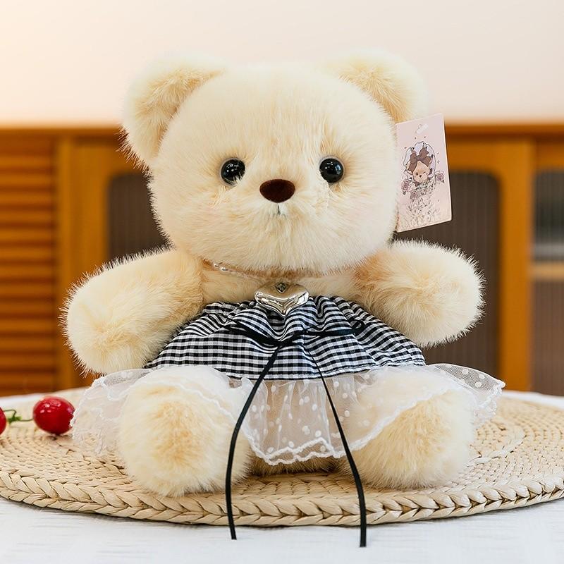 Plush Teddy Bear Toy With Love Heart Pendant And Skirt Decoration For Children