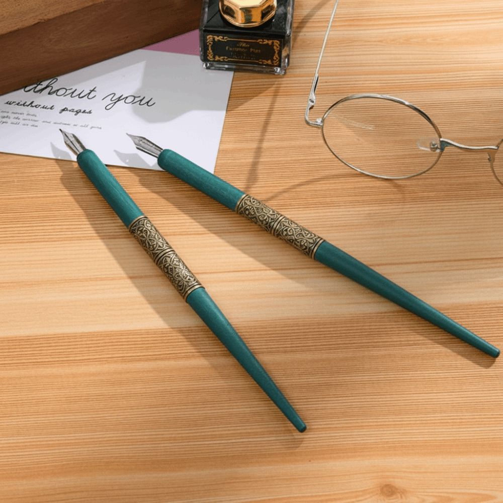 With 5 Nibs Calligraphy Pen Wood Handle Dipping Pen Multifunction Dip Pen Set School Supplies