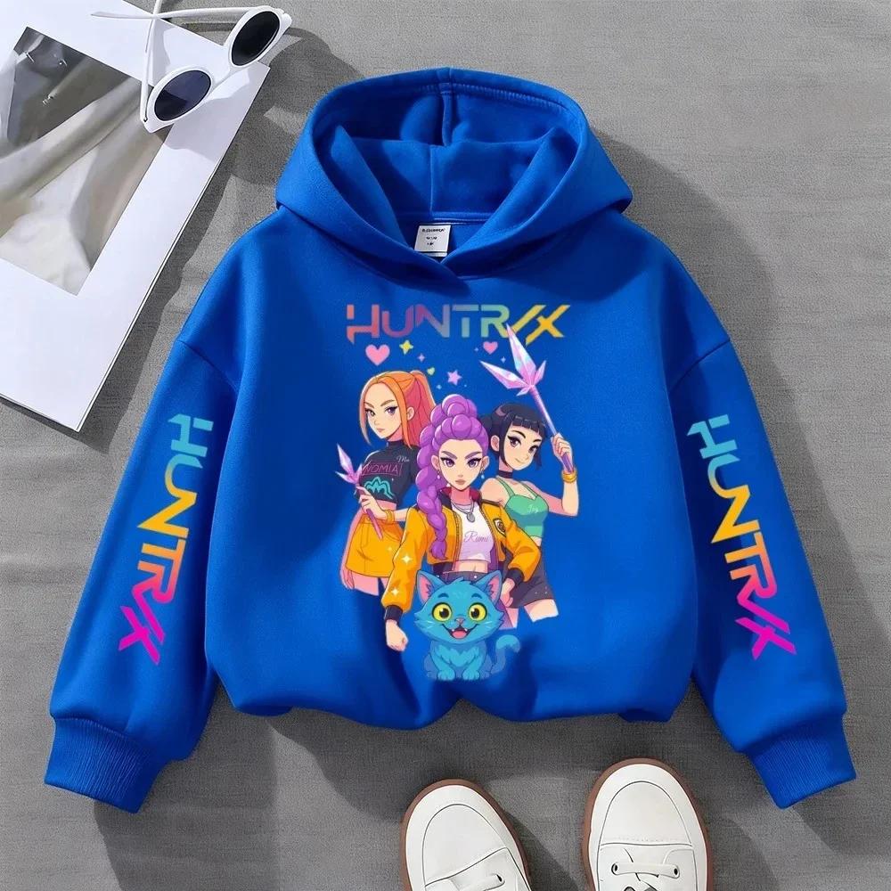 KPOP Devil Hunter New Children Hooded Sweatshirt Boy Girl Autumn Winter Daily Outdoor Vacation Casual Loose Warm Soft Sportswear