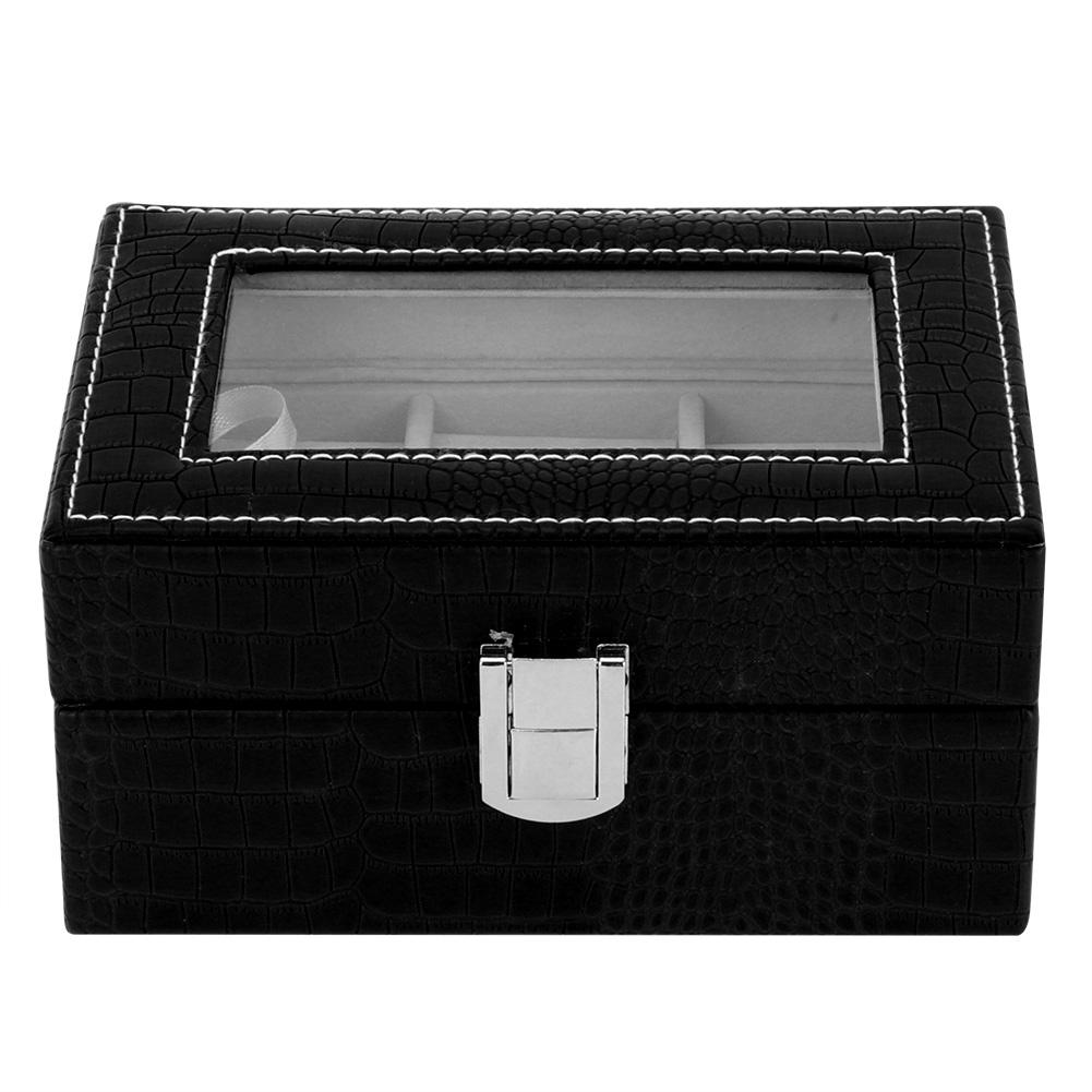 Portable Retro Style Jewelry Storage Box Case Rings Display Organizer (Black)