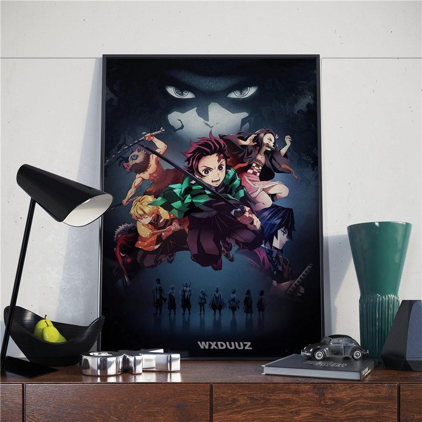 Japanese anime poster, demon killer, family bar, cafe, decorative art painting, interior poster