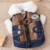 Puppy Cowboy Cotton Jacket Punk-Style Dog Clothes Winter Warmth for Yorkshire Two-Legged Garment Thickened Teddy Coat