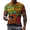 Summer Round Neck 3D Vibrant Ethnic Print Top Fashionable Casual Short Sleeved Men's T-shirts