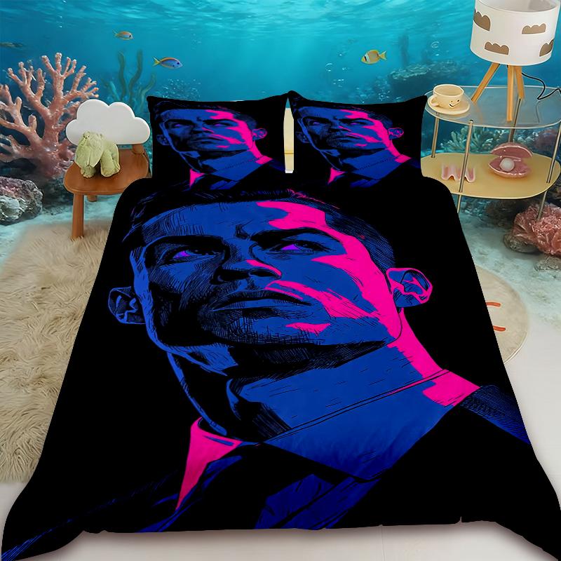 Duvet Cover CR7 Football Star R-Ronaldo Printing Bedding Set Duvet Cover Comforter Bed Youth Kids Girl Boys Gifts