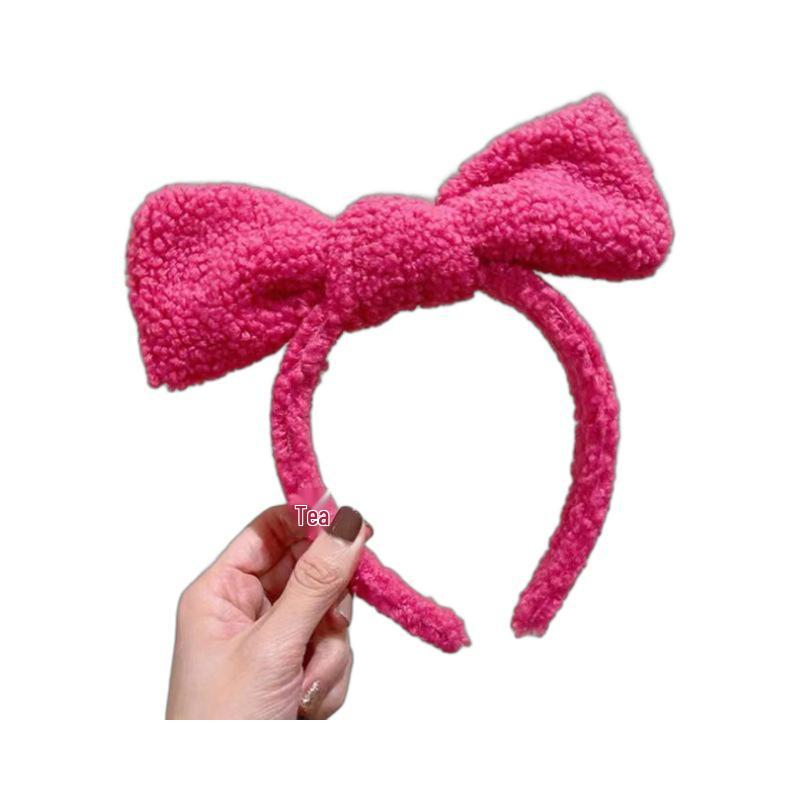 Luxurious Knitted Bow Plush Headband for Autumn/Winter - Face Washing Hair Accessory and Clip