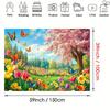 2D Cherry Blossom Backdrop, Pink Sakura Tree with Butterflies Photo Background for Studio Photography