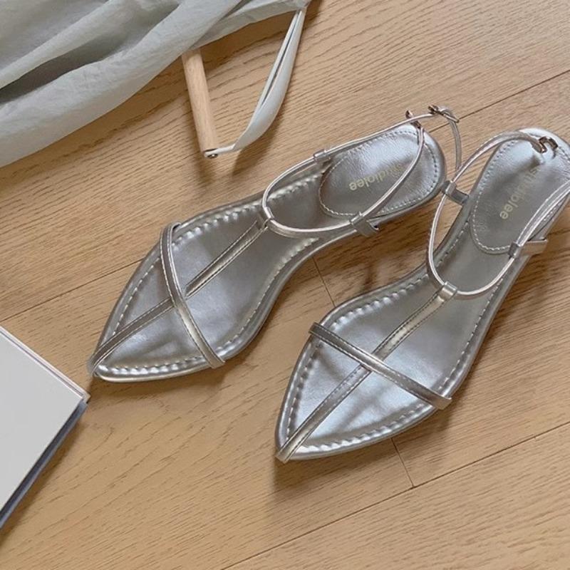 Wedge Heels Women's Shoes Pointed High Heels Strapless Buckle Sandals