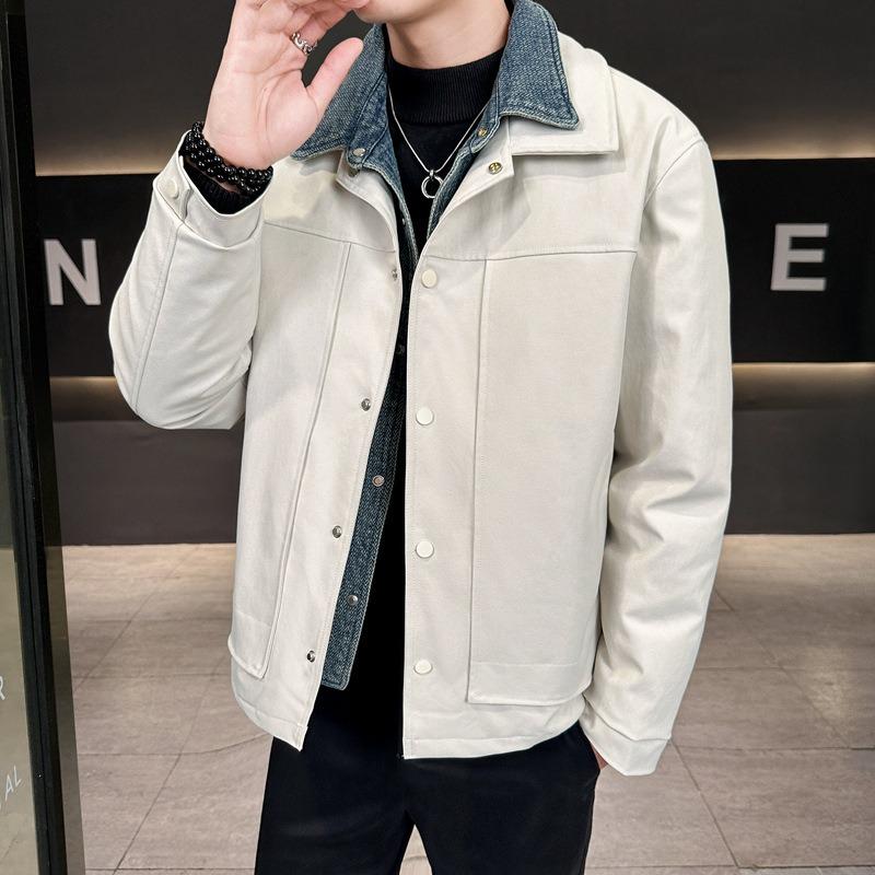 % White Duck Down Fake Two-piece Down Jacket Men's Winter New Loose Lapel Casual Jacket Men's