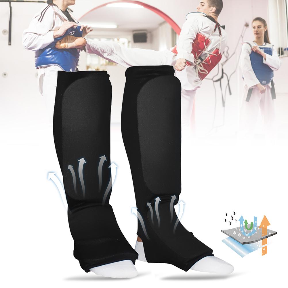 2 Stück Verdickter Sport Beinschutz Beinschutz Schienbeinschoner Schutzausrüstung für Karate Muay Thai Sandablack M
