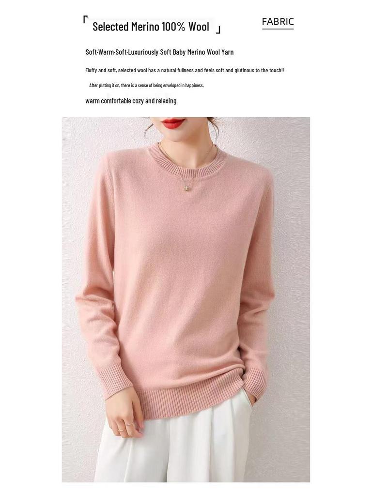 2025 Versatile Loose-Fit Wool Sweater: Slimming, Solid Color, Perfect for Autumn & Winter