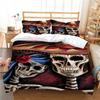 3D Black Skull Head Pattern Bedding Single Double Bed Full Size Special Skull Head Print Pillowcase and Quilt Cover 2 or 3 Comfortable Home Decoration