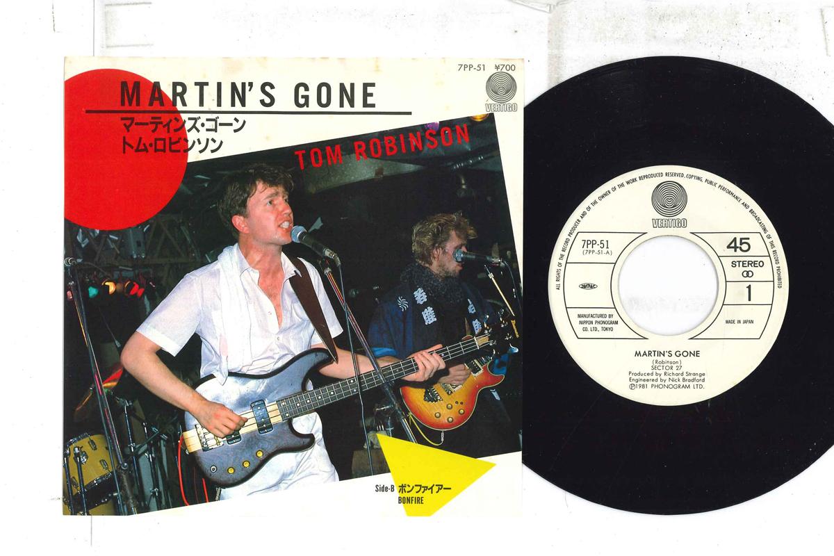 

7inch Record TOM ROBINSON - Martin s Gone / Bonfire 7PP51 VERTIGO Japan Rock Used