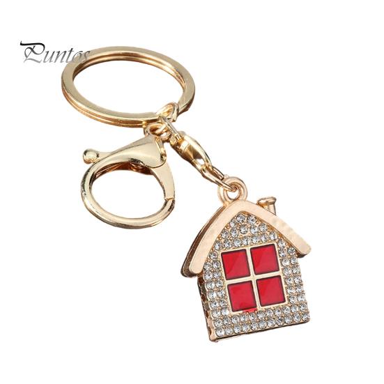 Non-blackening Metal Keychain Pendant, 3D Cabin Shape Key Holder with Lobster Home Settling Gift Clasp And Ring, Anti-Oxidation Fall-Resistant Window