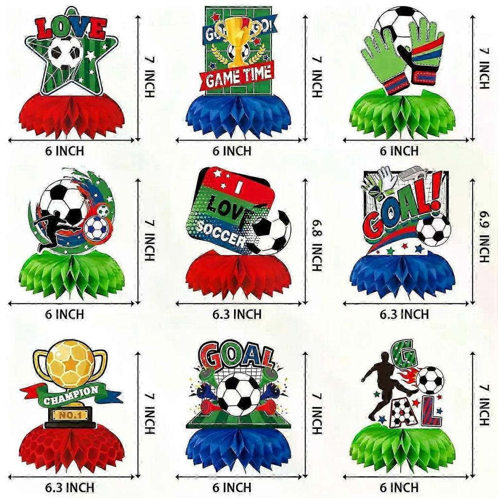 9pcs World Cup Soccer Decorations for Party 2026 Honeycomb Centerpieces Soccer Themed Table Decorations Sports Theme Birthday Supplies Merchandise Foo