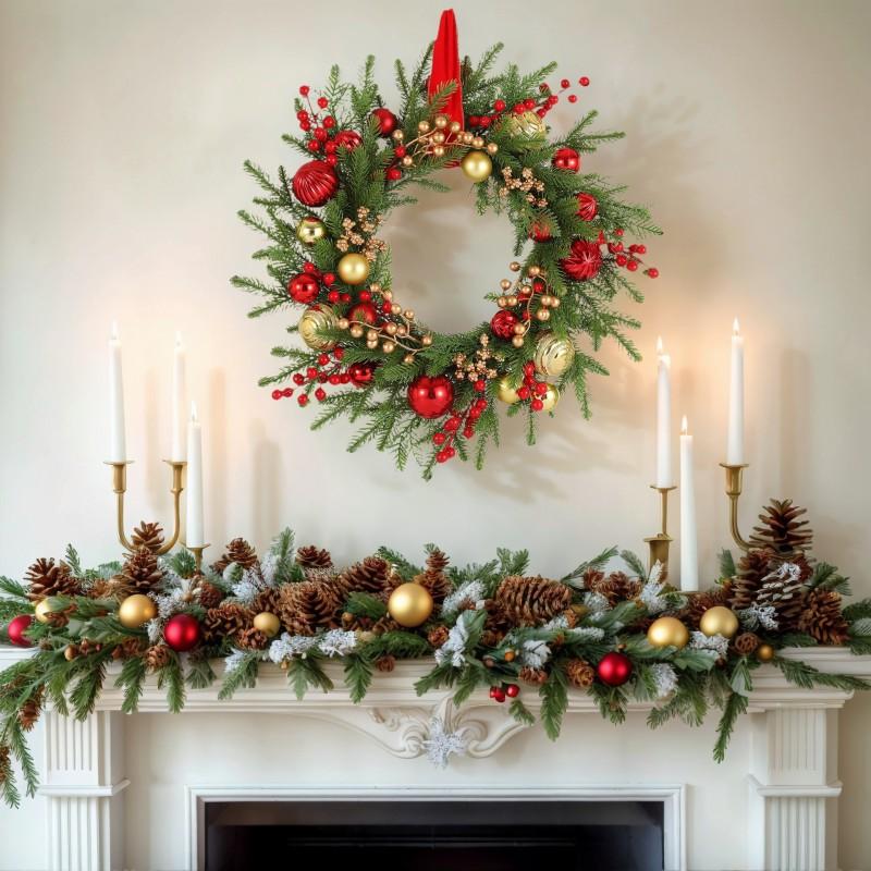 Pine Cone Wreath Door Hanging Home Restaurant Hotel Christmas Tree Decor 45CM 50CM North American Style
