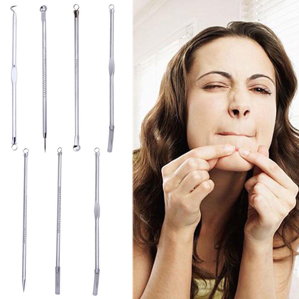 7 Pcs Pimple  Comedone Acne Extractor Remover Tool Set