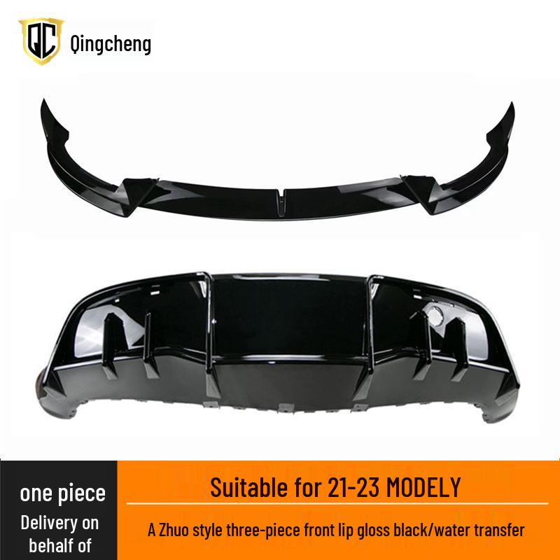 Tesla Model Y Azhuo Front & Rear Lip Body Kit - Gloss Black Water Transfer Printing