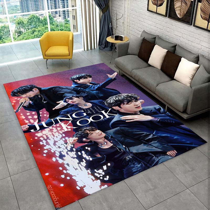 Kpop B-BTS Jeon Jung Kook JK Carpet Rug for Playroom Bedroom Living Room Sofa Home Decor,kid Area Rug Non-slip Floor Mat Gift