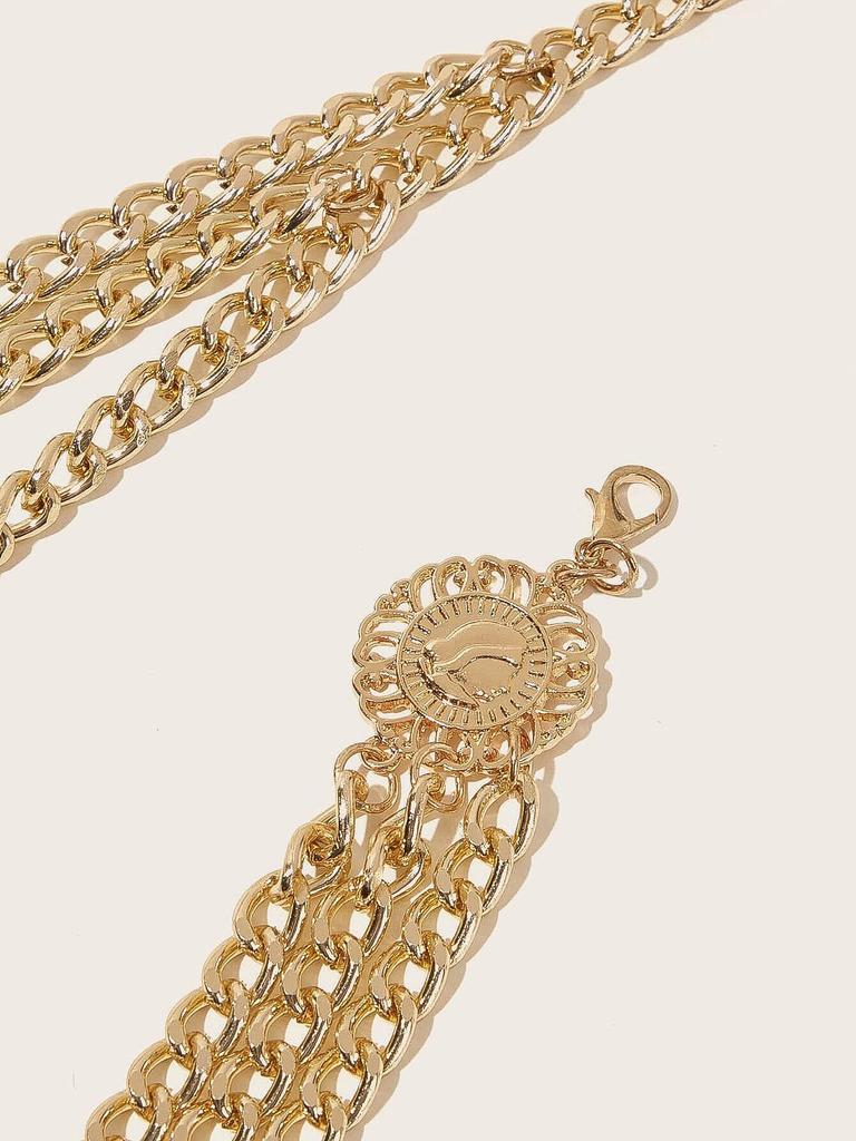 1pc Gold Multi-layer Flower Chain Waist Belt for Women, Fashion Dress Chain Belt For Streetwear