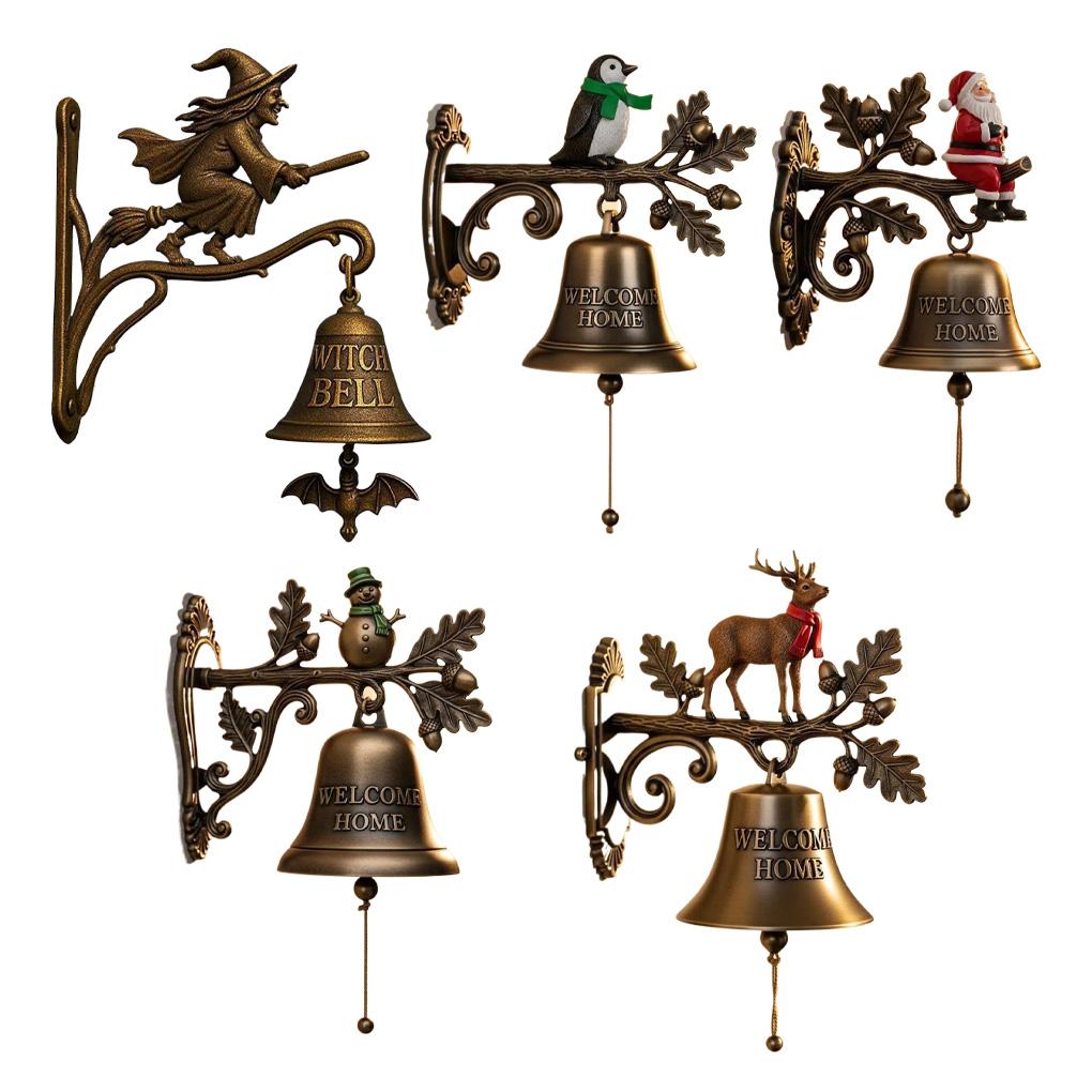 2025 Halloween Hexe Glocke Retro Metall Willkommensklingel Ladenbesitzerglocke Haustür Wandmontage Gruselige Dekorationsglocke
