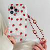 Strawberry Fruit Wrist Chain Phone Case For Motorola Moto Edge 50 Fusion Pro Ultra G84 G14 G75 G35 G05 G15 G22 G24 G54 G34 E13
