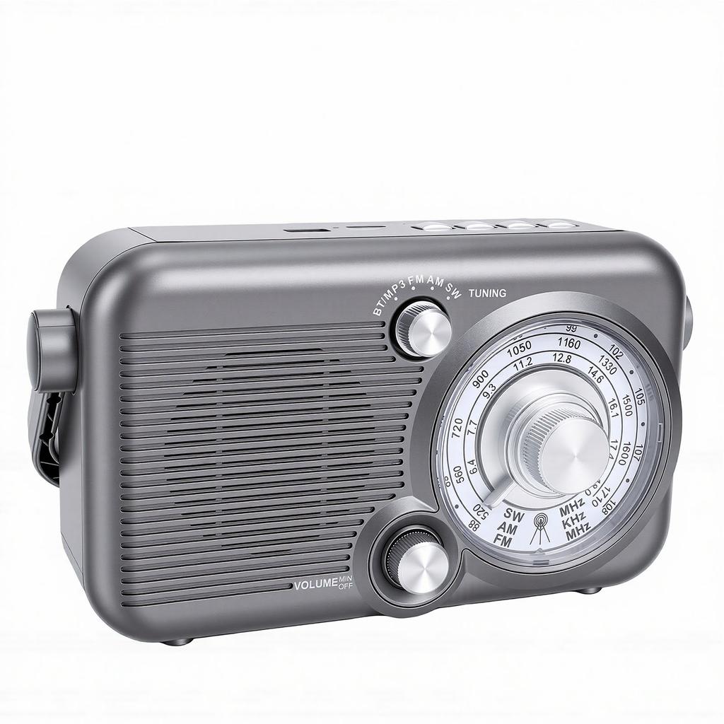 Portable AM FM SW Radio Transistor Radio 60W Retro Bluetooth Speaker with Headphone Jack USB Bluetooth MP3 Playback for