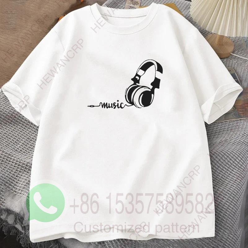 Mens 100 Cotton Earphone Tshirt Tracksuit Casual Sportswear Crew Neck Pullover Short Sleeve Tops Breathable Summer Streetwear