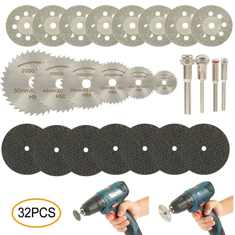 Diamond Cutting Disc Mini Circular Saw Blade Set Sanding Grinding Wheel Woodworking Tool for Dremel Power Tools Accessories