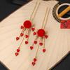 Red Maple Leaf Long Tassel Headdress Antiquity Hairpin Hanfu Cosplay Hair Clasp Step Shake