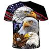 Camiseta infantil com estampa de águia, camiseta com estampa 3D, gola redonda, moda casual, estampa de pássaro, manga curta, tops para meninos e meninas